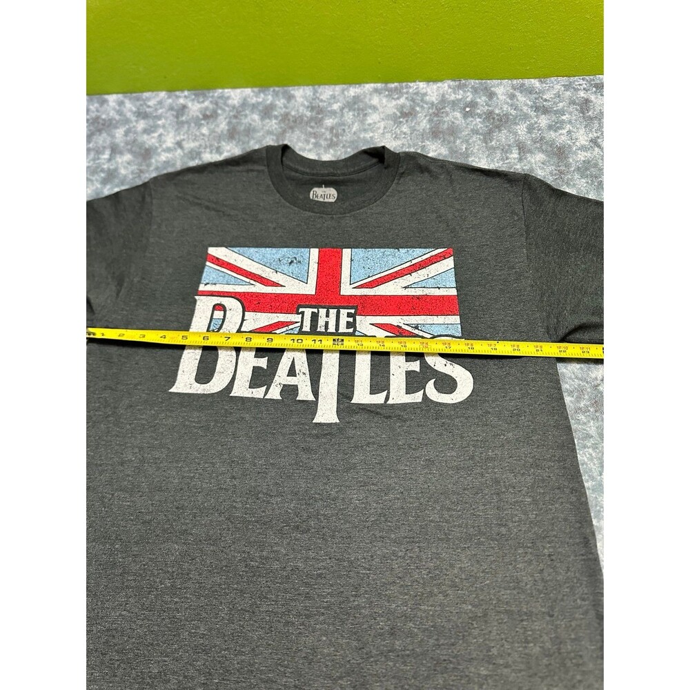 The Beatles Short Sleeve Graphic Tee in Charcoal Gray with Union Jack - Picture 4 of 10